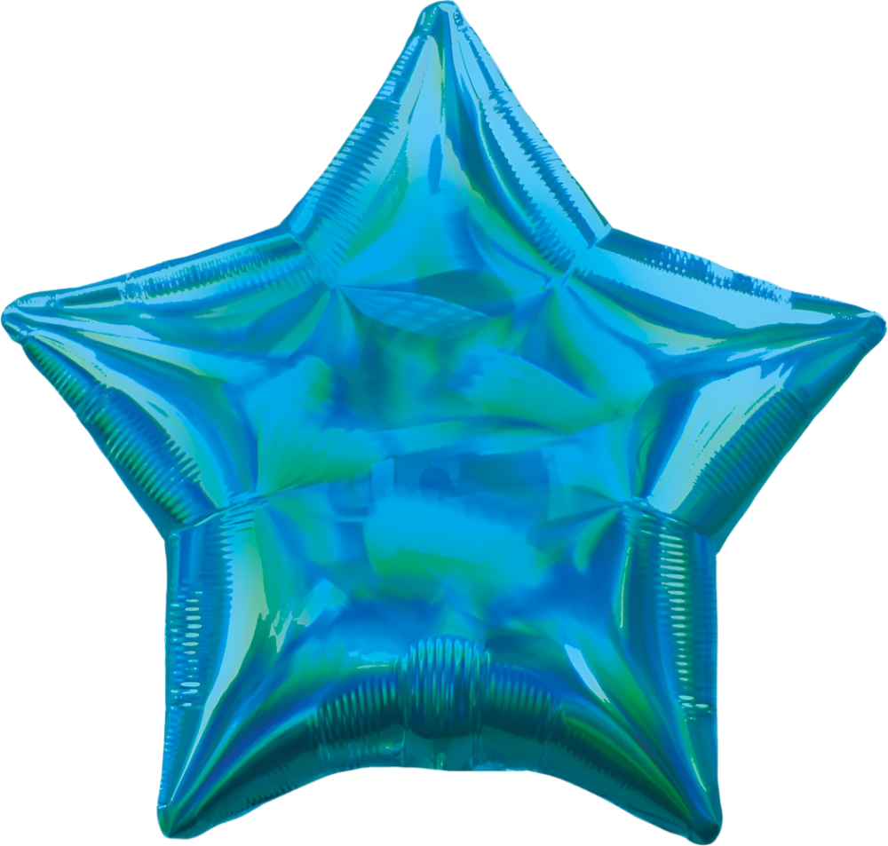 Estrella iridescent cyan (dos tamaños)