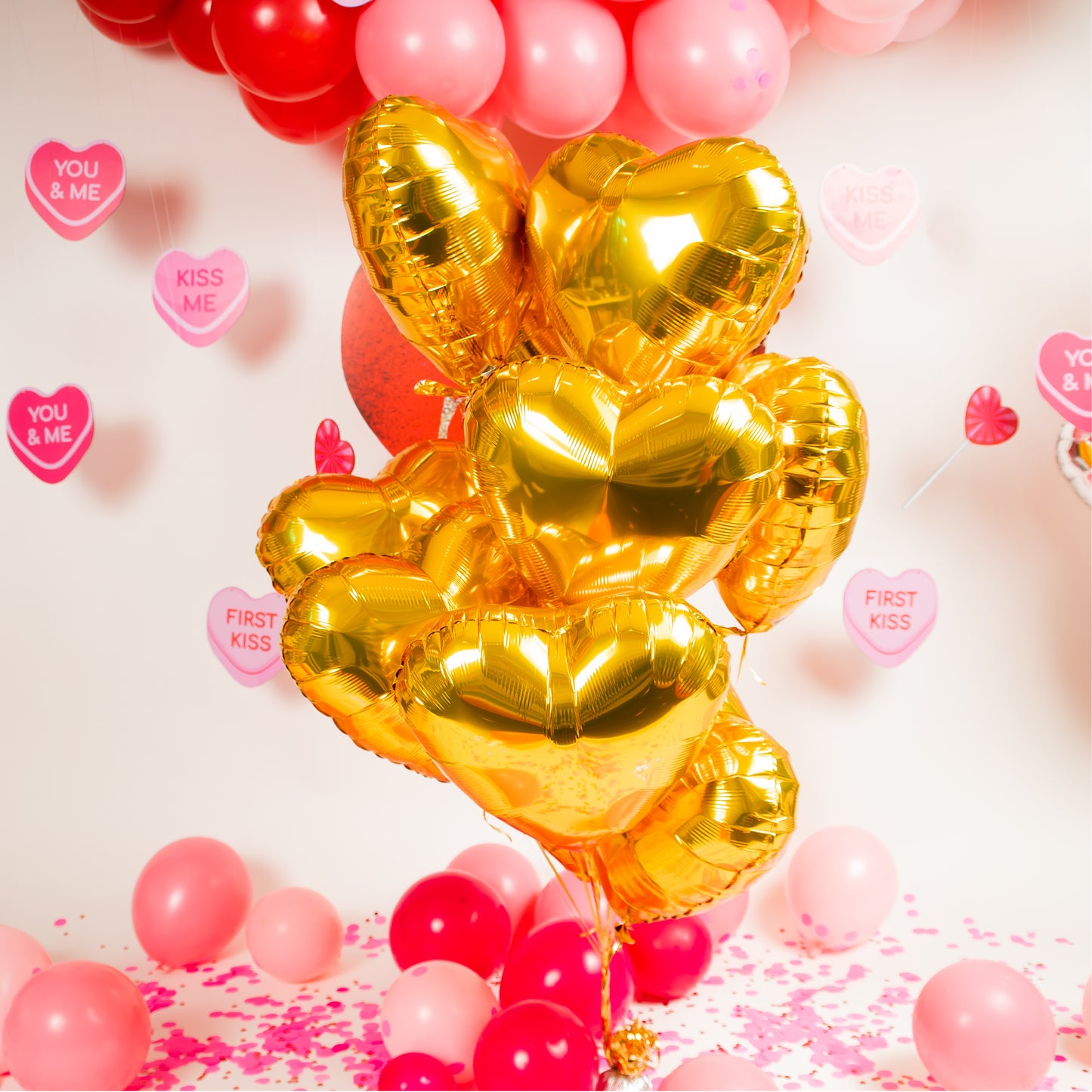 Ramillete corazones dorados