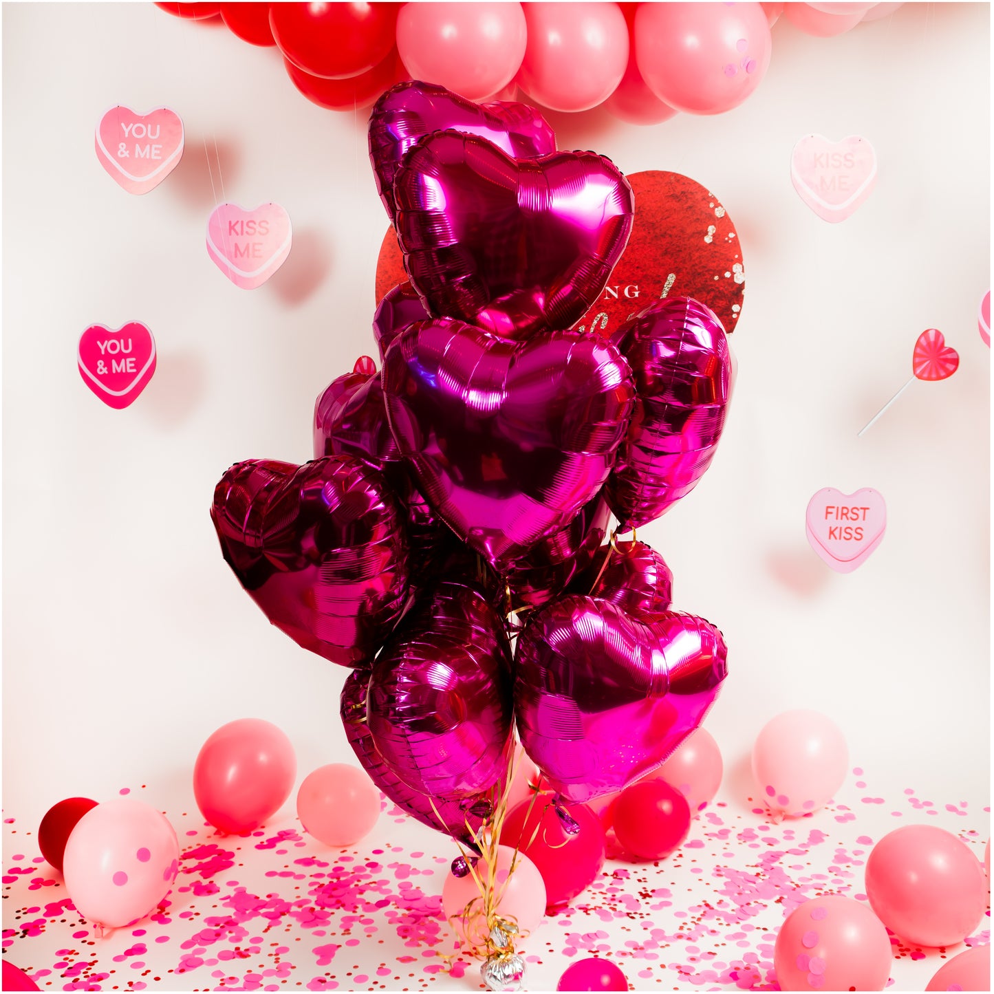Ramillete corazones fiusha