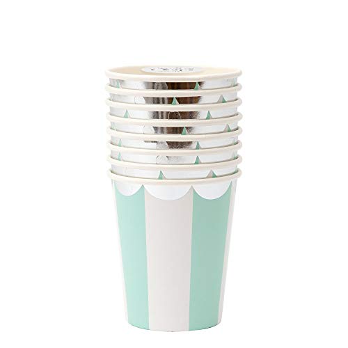 Meri Meri Aqua Fan Stripe Cups