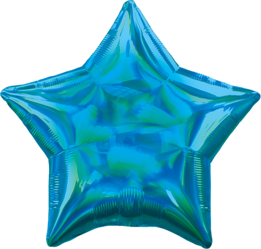 Estrella iridescent cyan (dos tamaños)