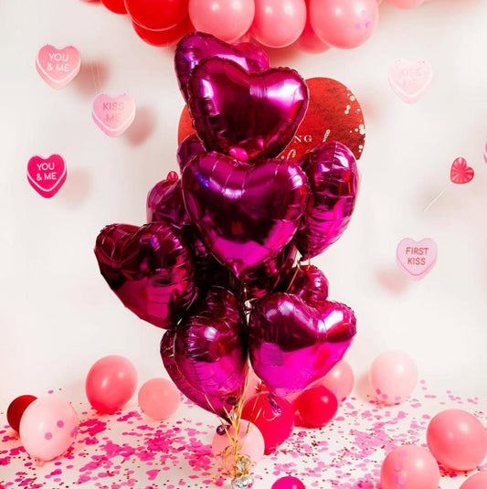 Globos corazon fiucsa
