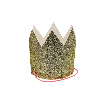 Mini Gold Glitter Crowns (8)